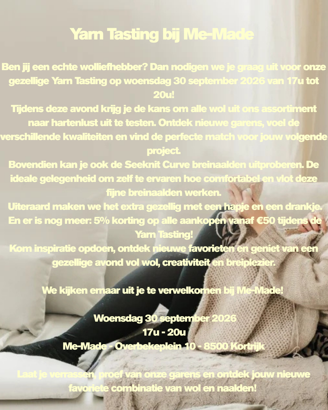 Yarn Tasting at Me-Made - Woe 30/09 van 17u tot 20u